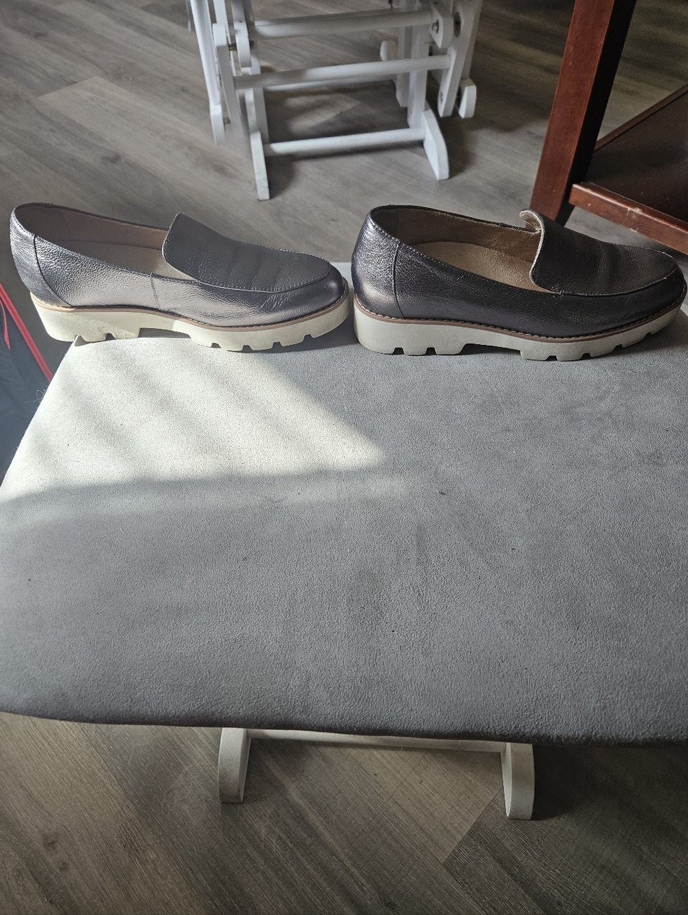Vionic Metallic Bronze Slip-On Loafers with Cream Lug Soles